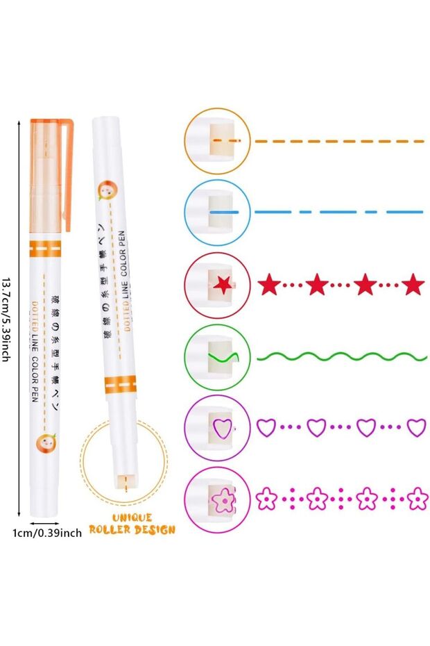 6-Piece Patterned - Phosphorescent Line Highlighter Linear Color Collet - 2