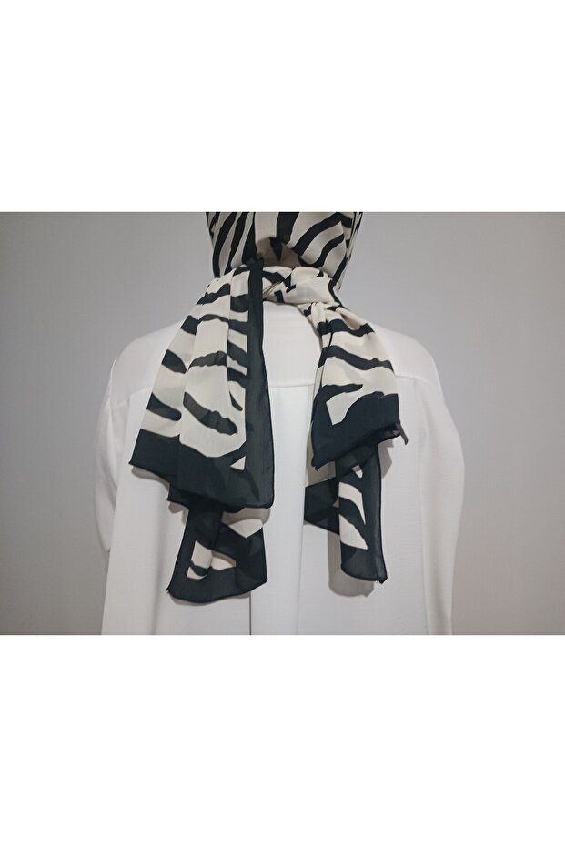 Zebra Desen Soft Krinkıl Şal - 3