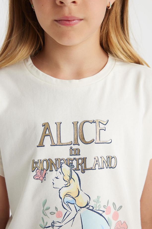 Kız Çocuk Alice In Wonderland Pijama Takımı Boxy Fit Kısa Kollu Üst Şort C8521a824sm - 5