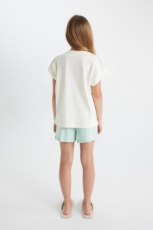 Kız Çocuk Alice In Wonderland Pijama Takımı Boxy Fit Kısa Kollu Üst Şort C8521a824sm - 6