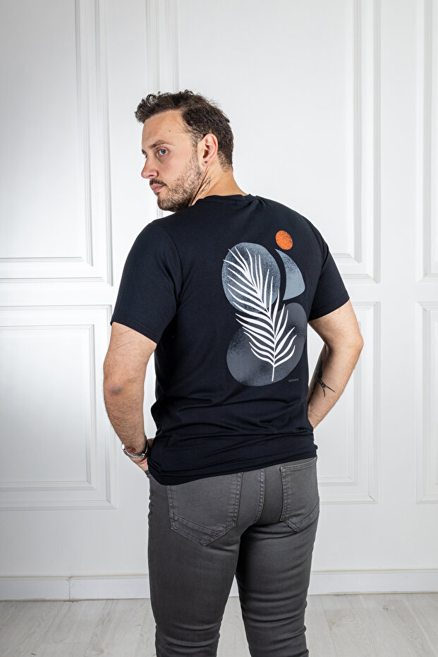 İnterview Sarar 0 Yaka Modal Basic Sırtı Baskılı Siyah T-Shirt - 8