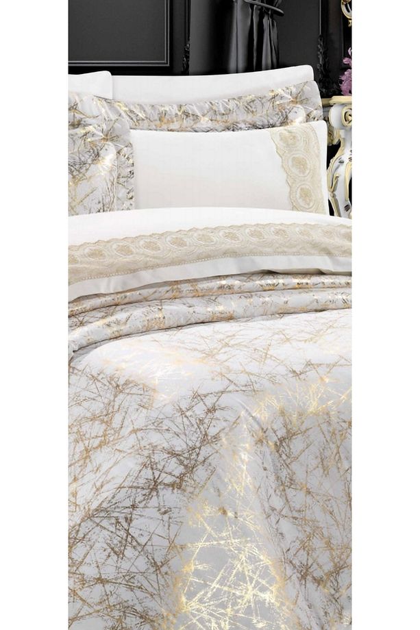 Çift Kişilik Yatak Örtüsü ( set 4 parça ) varaklı seten çeyizlik yatak örtüsü - 6