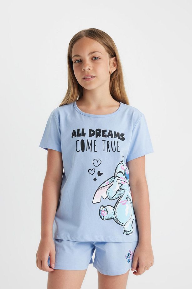 Kız Çocuk Pijama Takımı Disney Lilo & Stitch Kısa Kollu Üst Şort C8514a824sm - 3