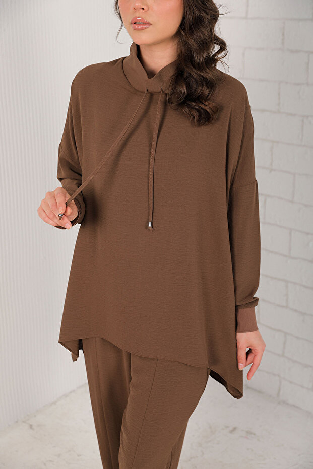 32-2207 Model Brown Basic Tunic Set - 5