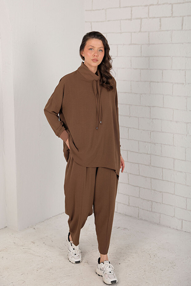 32-2207 Model Brown Basic Tunic Set - 1