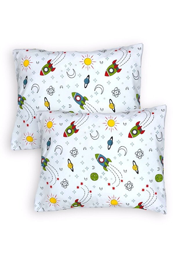 غطاء وسادة للأطفال الرضع مقاس 35×45 (قطعتين) بنمط صاروخ فضائي