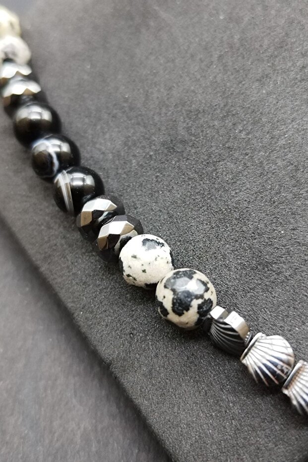 Gift Bracelet for Men Jasper and Agate Natural Stone Macrame Handmade Bracelet