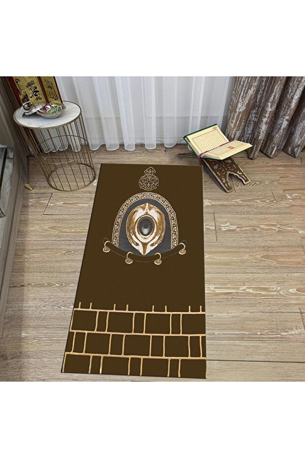 Digital Printed Washable Gift Prayer Rug Rug, V-SECCADE-49-BROWN,