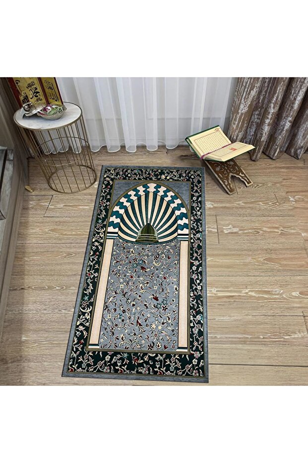 Digital Printed Washable Gift Prayer Rug Carpet, V-SECCADE-34-GRAY,