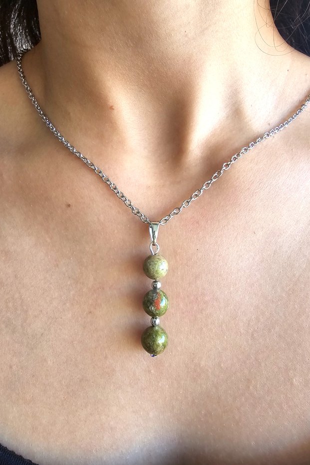 Unakit Natural Stone Real Necklace (Love of Life, Positivity) (Chain Included)