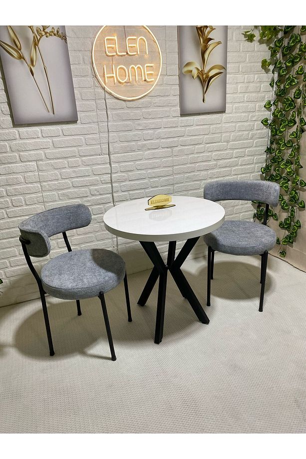 Mutfak Masası Takımı, Yuvarlak Masa Sandalye 2 Kişilik Yuvarlak Masa Takımı ( 70 cm çap ) - 3