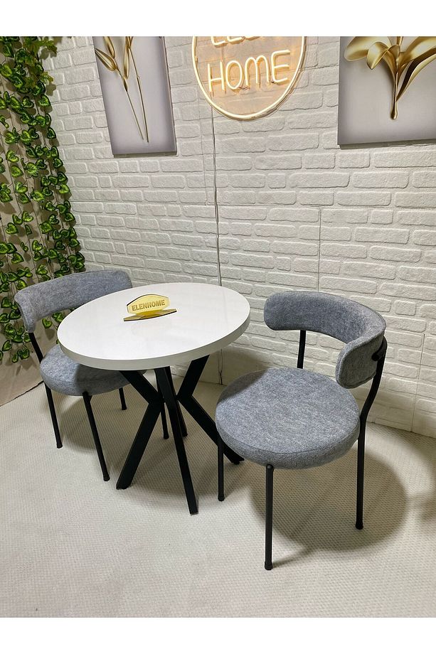 Mutfak Masası Takımı, Yuvarlak Masa Sandalye 2 Kişilik Yuvarlak Masa Takımı ( 70 cm çap ) - 1