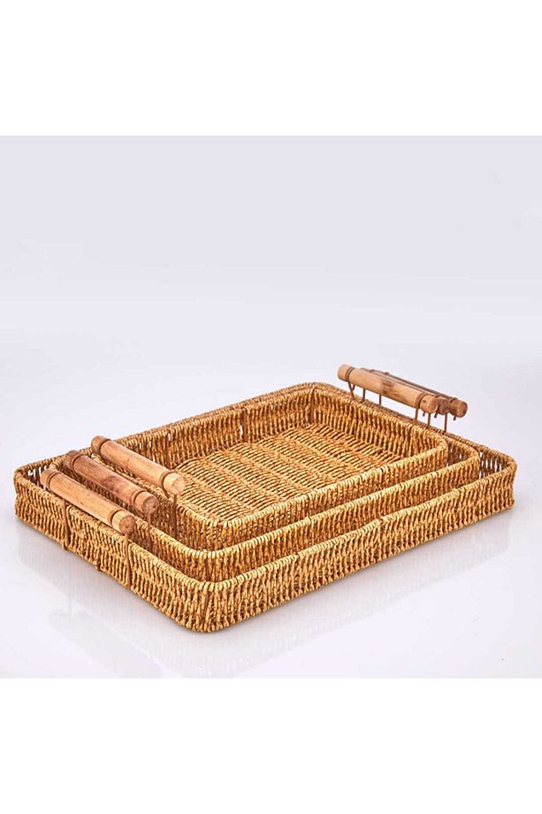 Bambu Sap Rattan Dikdörtgen Tepsi - Küçük Boy - 1