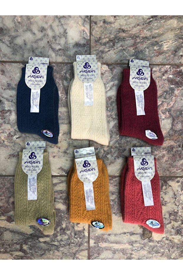 100% Wool Colored Women's Socks 6 Pack