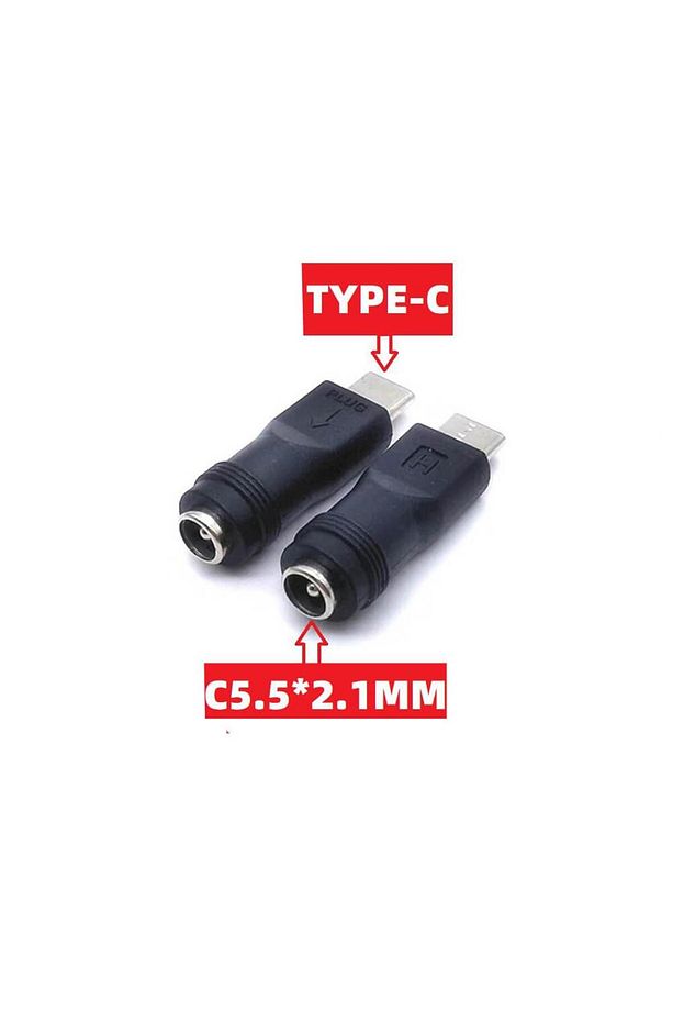 - Type-C Erkek to 5.5*2.1 Dişi Soket Çevirici Power Şarj Ucu DC Güç Adaptörü - 3