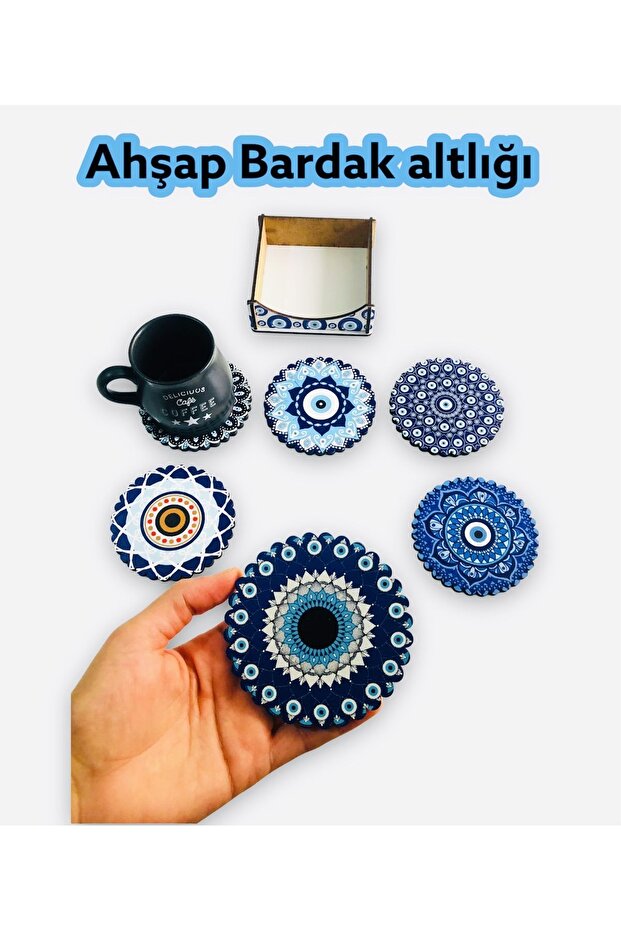 6-Piece Coaster Evil Eye Beaded Model