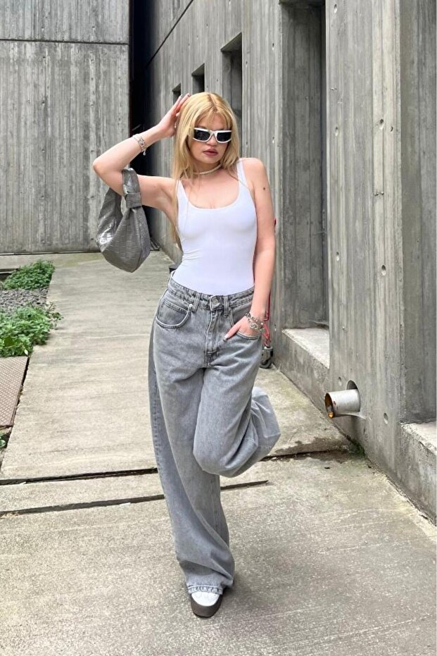 Blugi largi antracit - 4