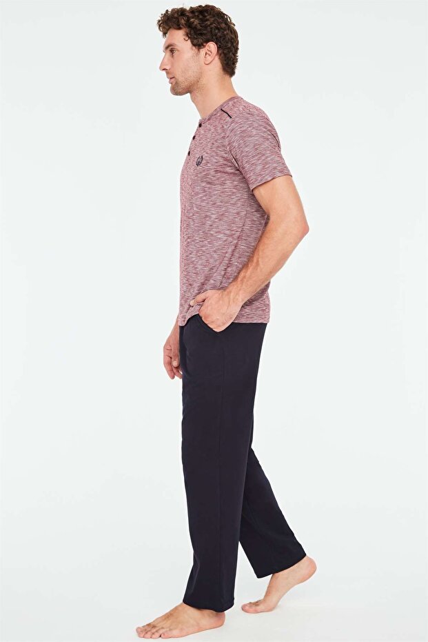 - Erkek Mürdüm Patlı Pijama Takımı - 2