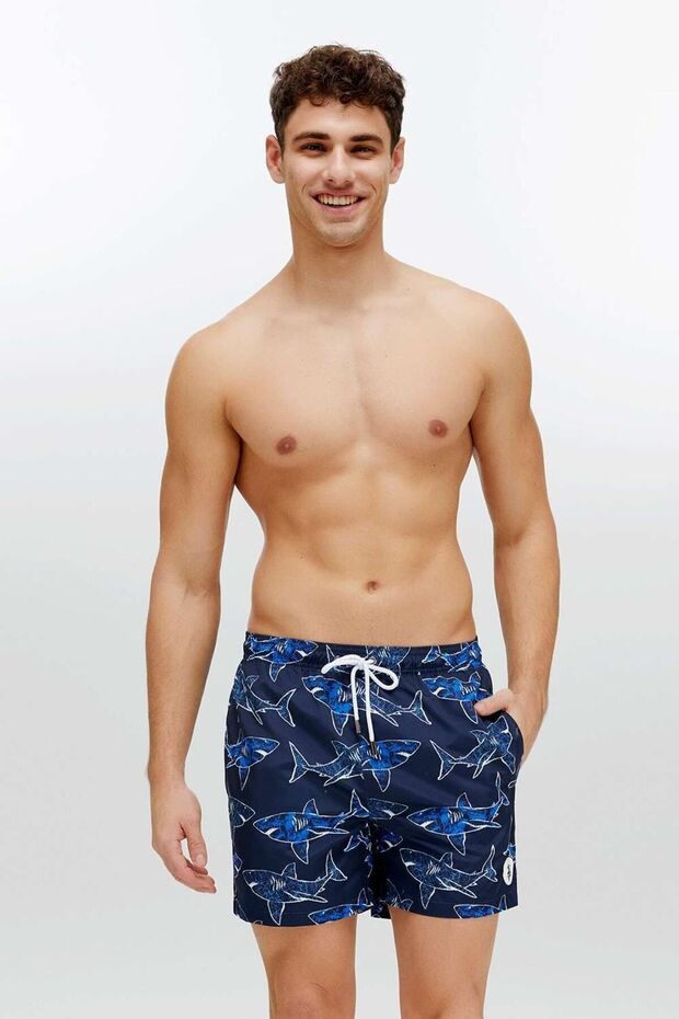 Men's Navy Blue Medium Length Swim Shorts