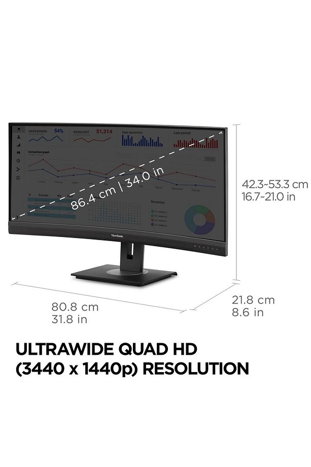 VG3456C 34" UWQHD Ergonomik 100W USB C ve RJ45'li 21:9 Curved Docking Profesyonel Monitör - 7