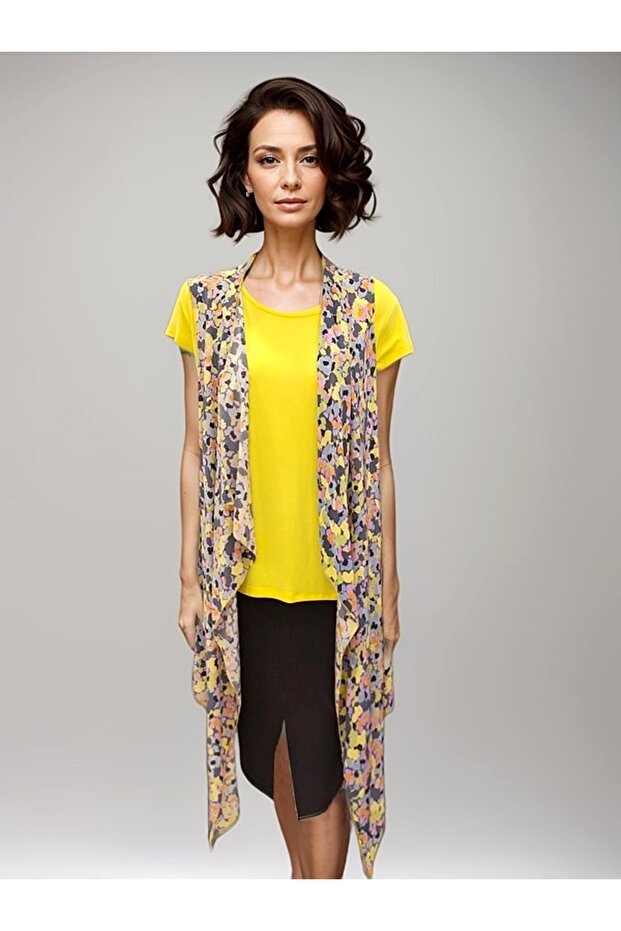 Floral Patterned Vest Double Suit