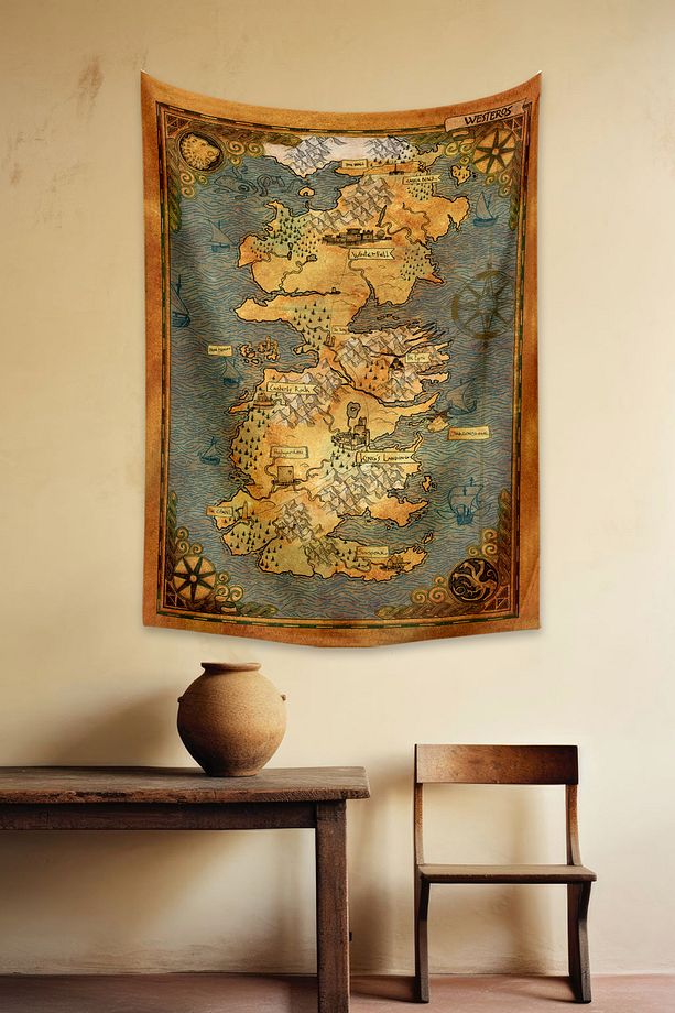 Game Of Thrones Westeros Haritası Duvar Örtüsü Halısı - 1