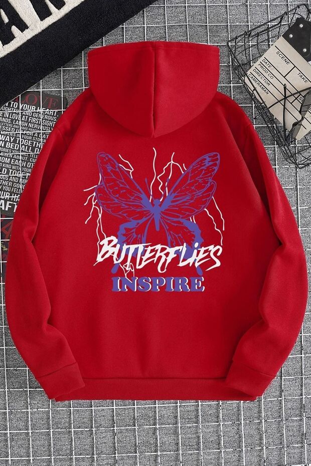 Unisex Butterfly & Letter Graphic Printed Sweatshirt