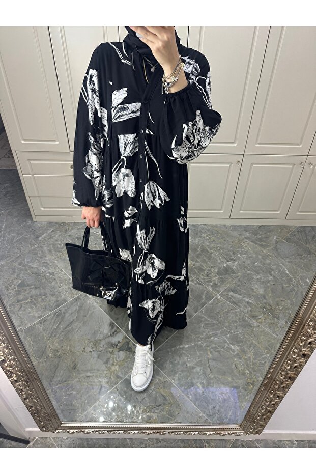 Viscose Cotton Black Dress