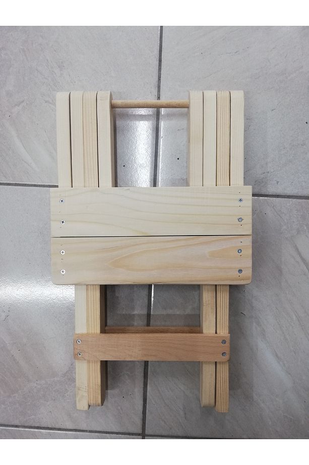 Ağaç Katlanır Tabure Kamp Sandalyesi - 6