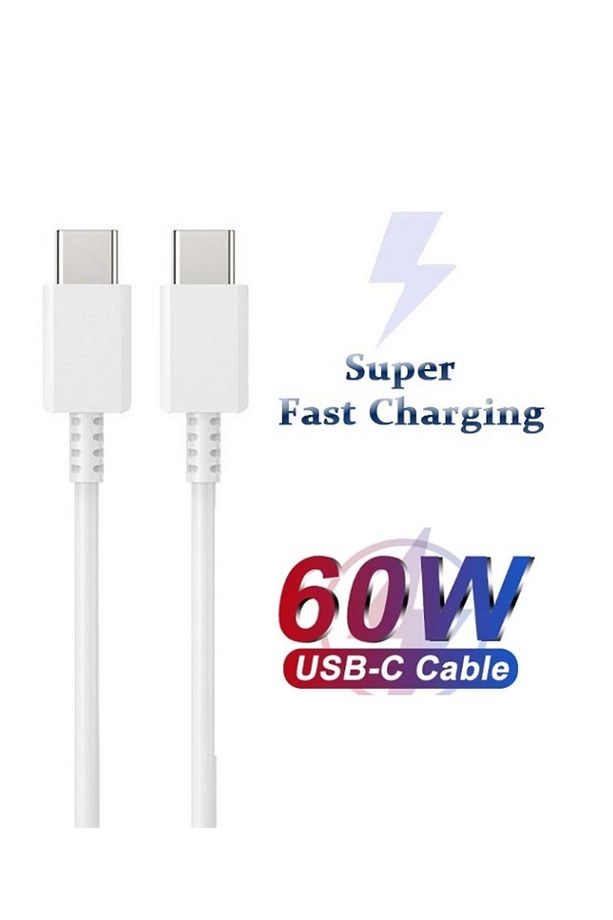 Samsung Galaxy A73 Uyumlu Type-c To Type-c 60W Super Hızlı Şarj Kablosu - 1
