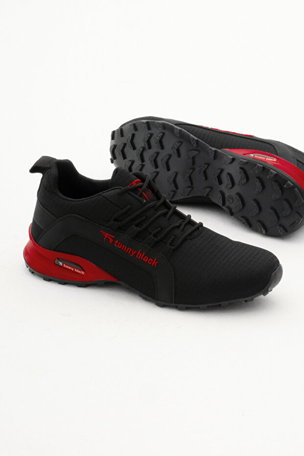 Unisex Siyah Kırmızı Rahat Kalıp Termo Taban Bağcıklı Sneaker - 4