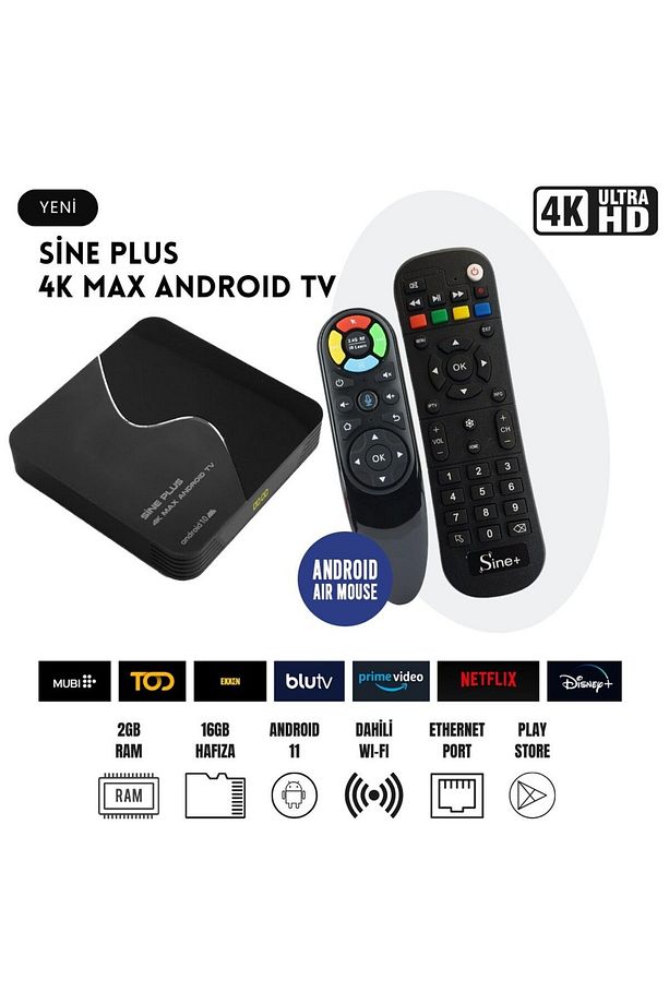 4k Max 16gb Hafıza Android Tv Box 4k Netfilix Kumanda Dahil Versiyon 11 4k Uhd Medya Player - 1