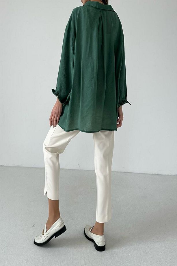 Düşük Omuzlu Oversize Gömlek - 4