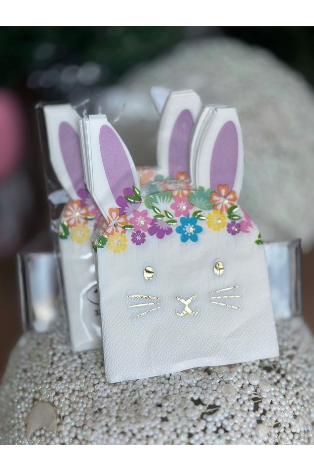 Imported Luxury Gold Gold Metallic Printed Floral Fancy Rabbit Pattern 3D Dimensional Party Invitation Napkin