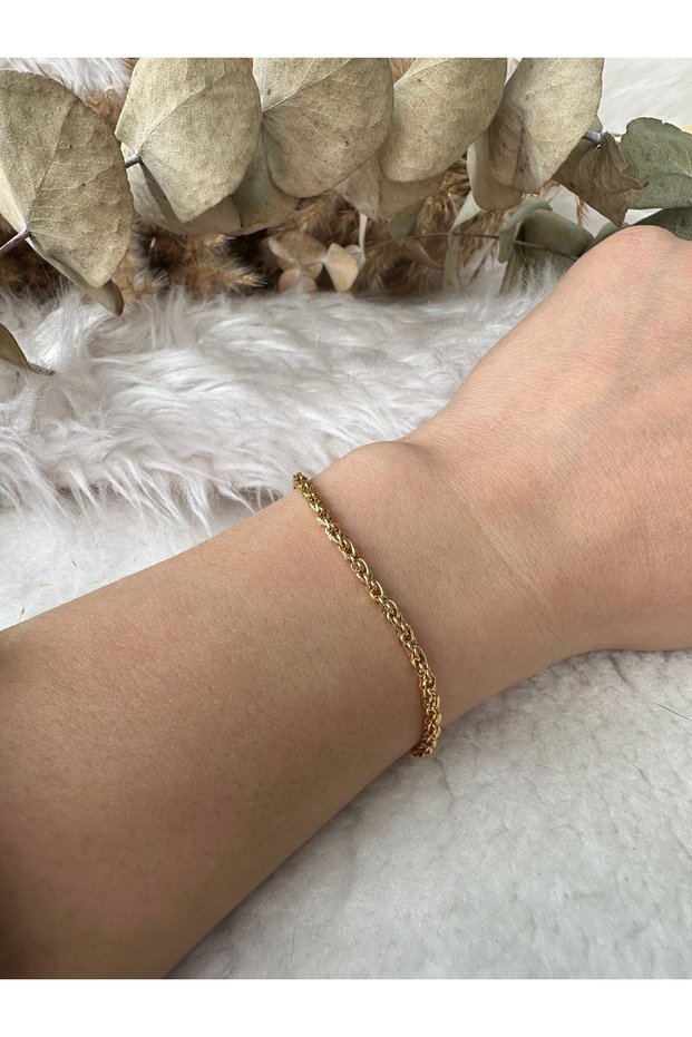 Gold-Colored Twisted Chain Bracelet 20cm