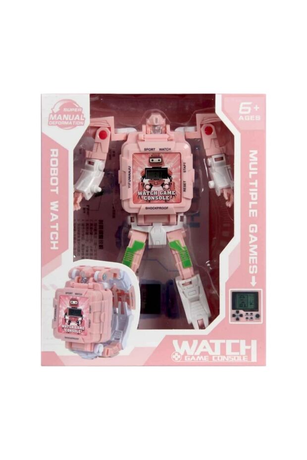 DÖNÜŞEBİLEN ROBOT SAAT OYUN KONSOLU PEMBE - 1
