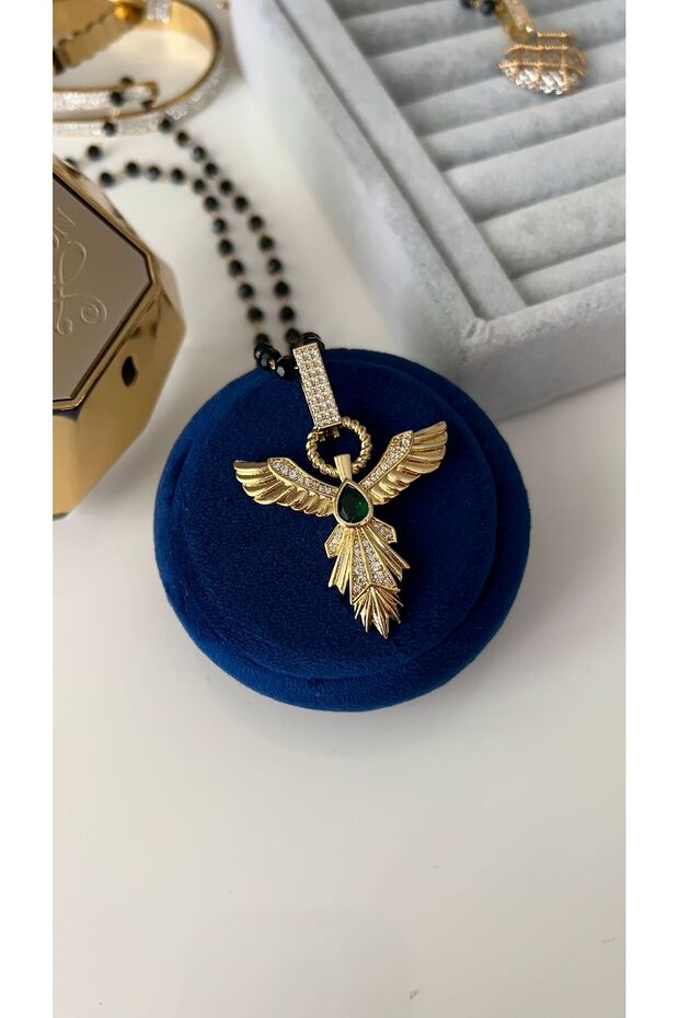 Vip Series Gold Emerald Zircon Stone Phoenix Necklace