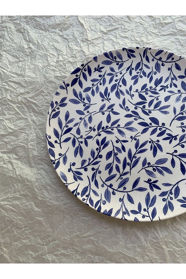 Blue Blanc Çiçek Desenli Duvar Tabağı Dekoratif Bahçe Balkon Mutfak Salon Duvar Süsü No:201 - 5