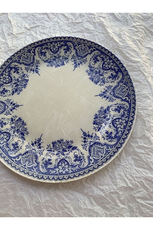 Blue Blanc Çiçek Desenli Duvar Tabağı Dekoratif Bahçe Balkon Mutfak Salon Duvar Süsü No:191 - 4