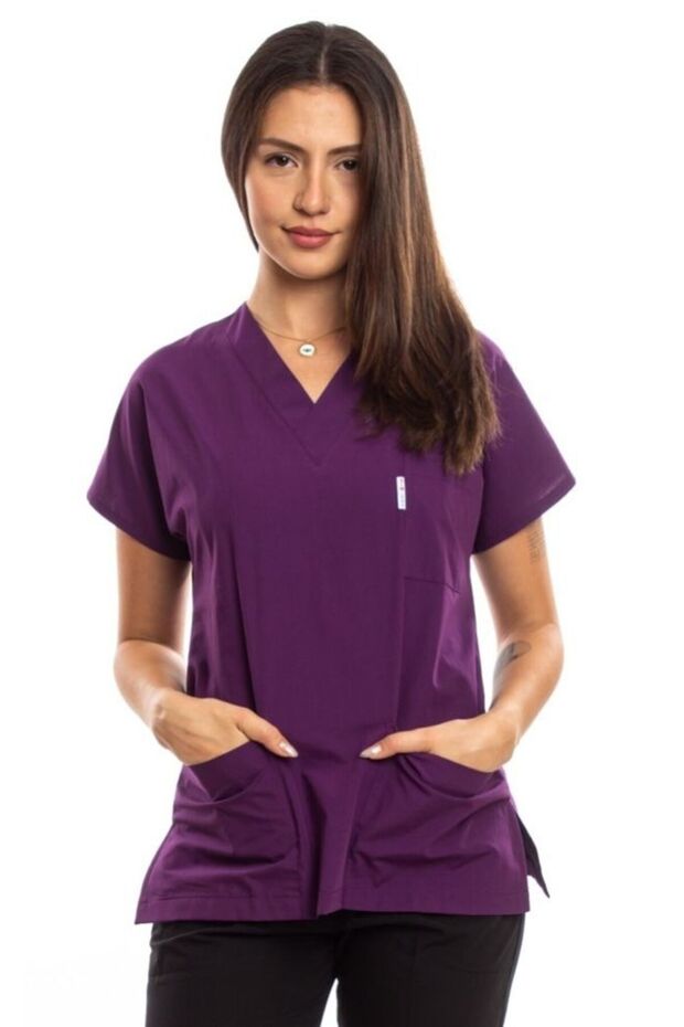 Surgical Doctor Nurse Scrubs Purple Jersey Single Top