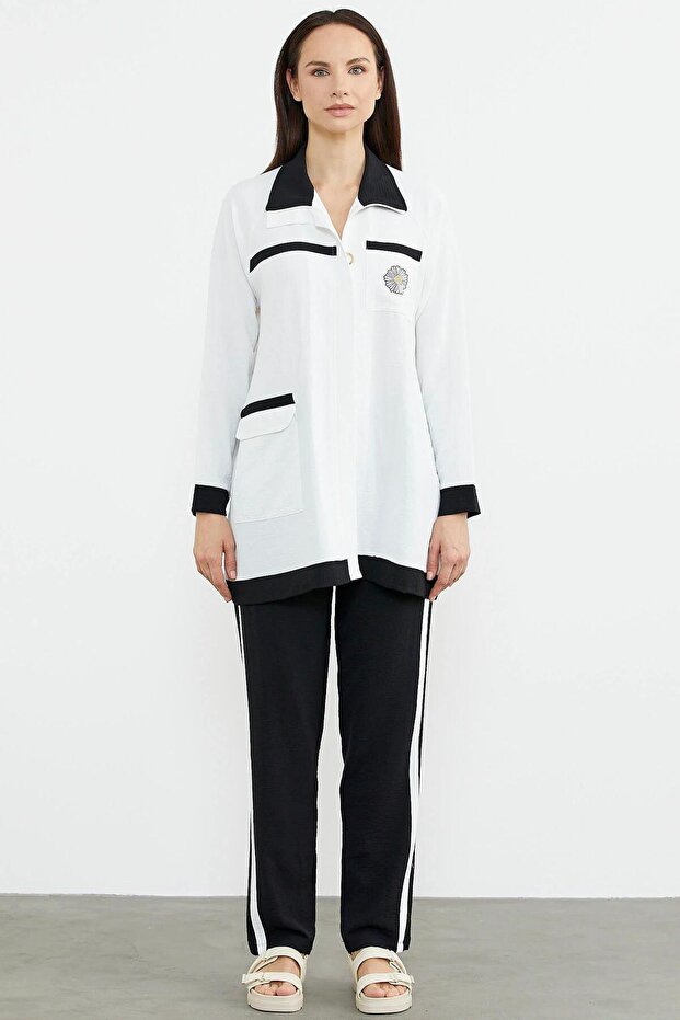 طقم كريب مزدوج اللون موديل 76332 - 1