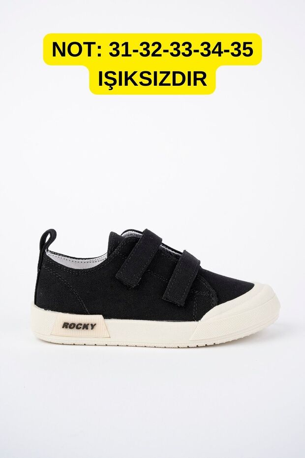 McDark Çocuk Siyah Keten Işıklı Ortopedik Spor Ayakkabı