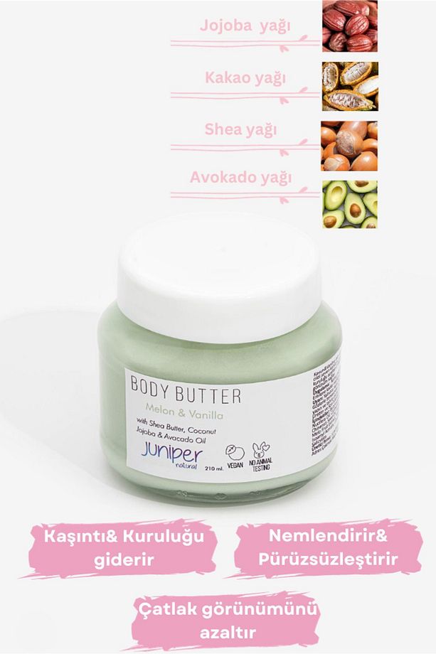 Doğal Kavun & Vanilya Katı Vücut Yağı - Nemlendirici, Onarıcı, Vegan - 210 ml - 2