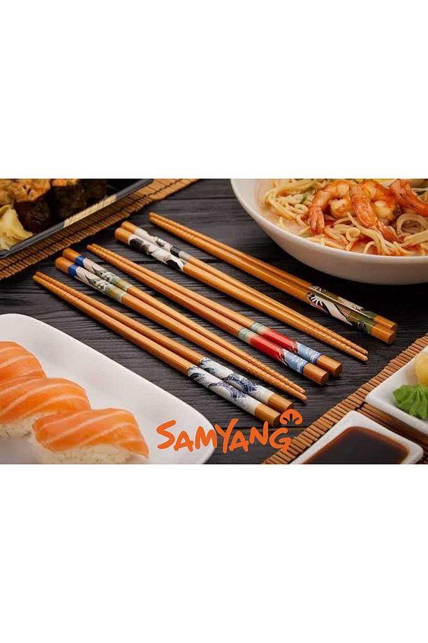 2Çift Desenli Yıkanabilir Kore Çin Bambu Chopsticks Yemek Çubuğu | Desenli Bambu Chopstick 2 - 3