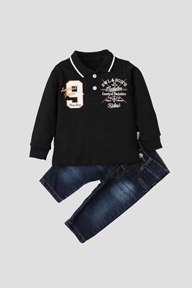 Polo baby suit with soft jeans 100% cotton