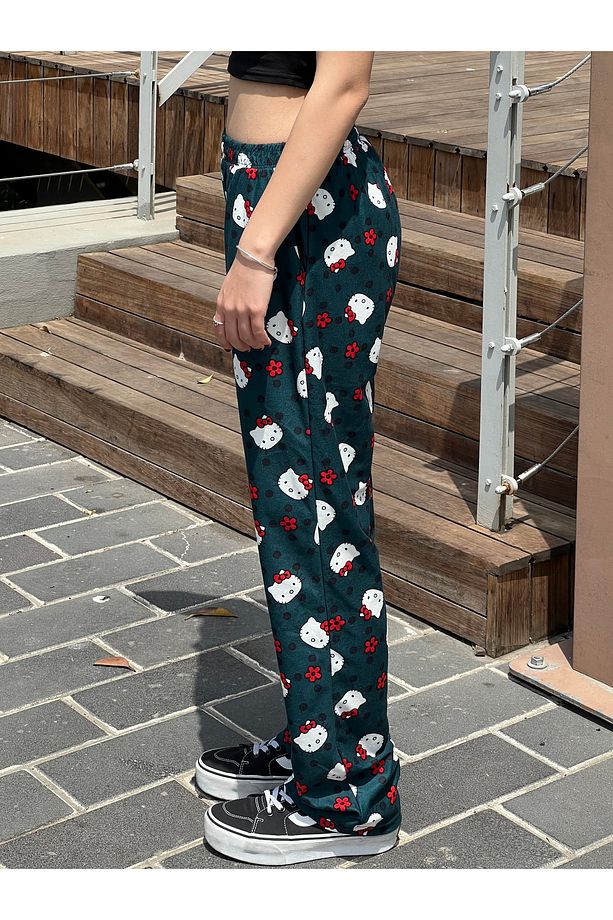 Çiçek Hello Kitty Detaylı Bol Eşofman Altı - 5