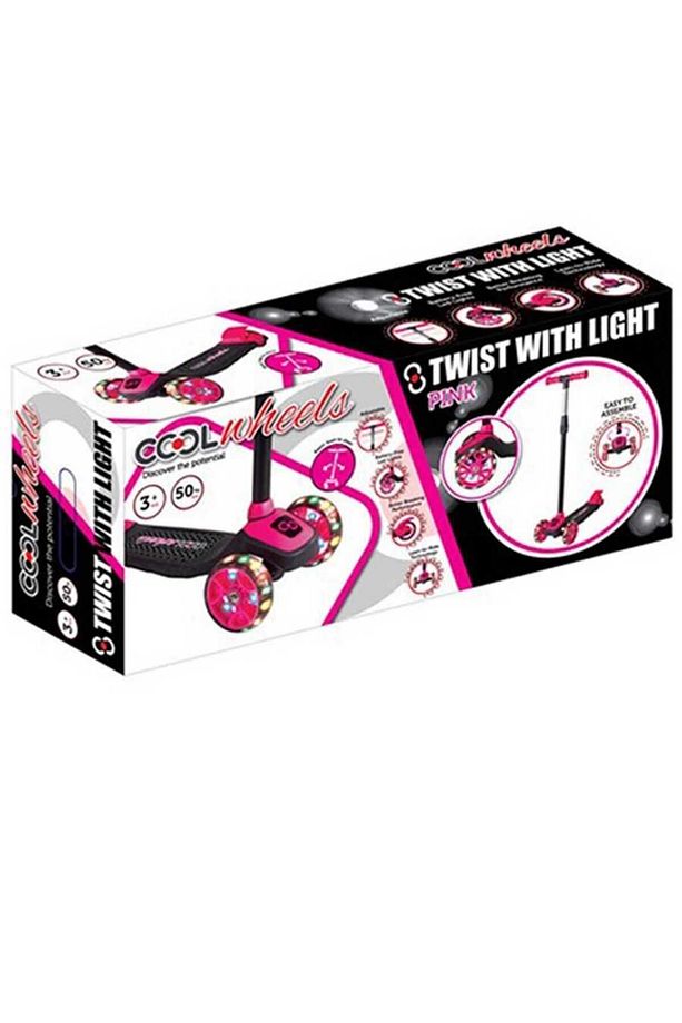 Pembe Cool Wheels Twist Led Işıklı 3 Tekerlekli Yükseklik Ayarlı Scooter - 3