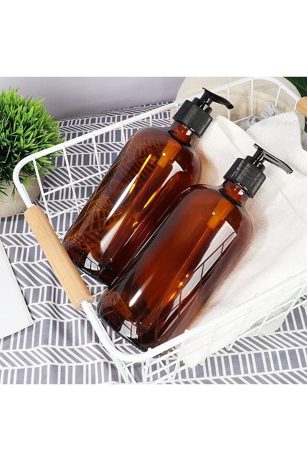 Amber Cam Şişe Sıvı Sabun El Sabunu Bulaşık Deterjanı Şampuan Duş Jeli Losyon Çeşitleri 500ml 2 Adet - 1