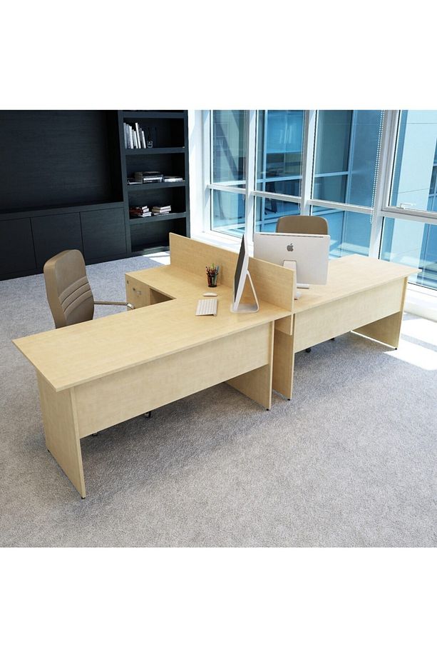Nil L Workstation İkili Çalışma Masa Tek Panel 318cm X 147cm Çalışma Grubu Istasyonu - 1
