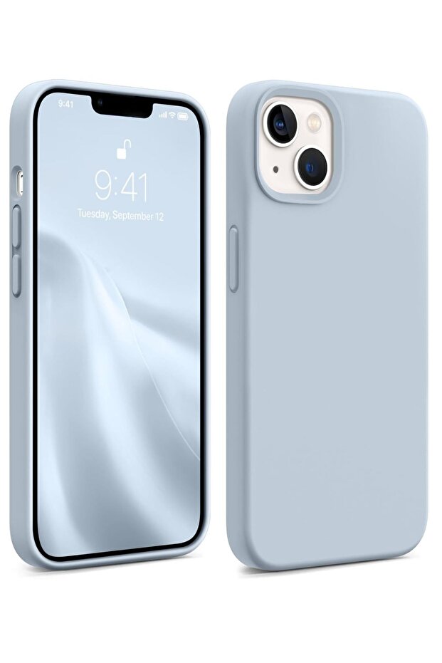 Iphone 13-14-15 UyumluLansman Kılıf Içi Kadifeli Kamera Yükseltili Silikon Kapak Bebe Mavisi